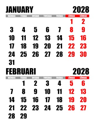 Kalender januari februari 2028 kalender-januari-februari-2028