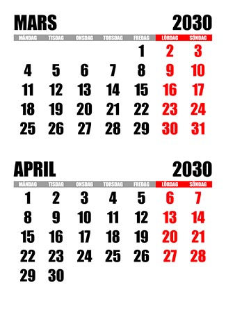 kalender-mars-april-2030