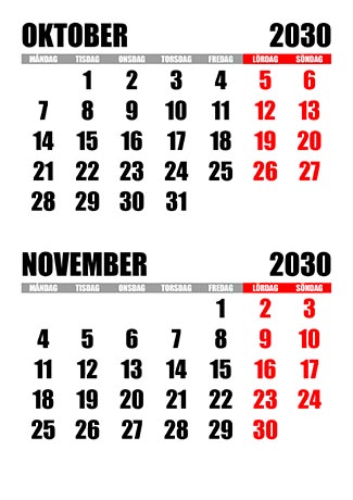 Kalender oktober november 2030 kalender-oktober-november-2030