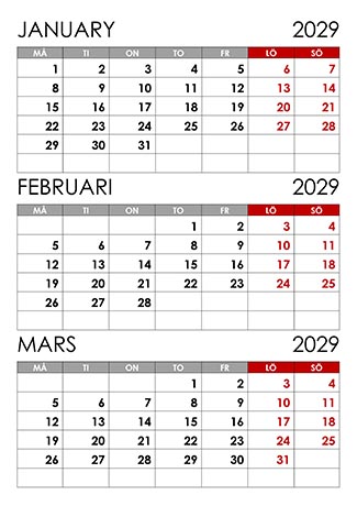 Kalender januari februari mars 2029 kalender-januari-februari-mars-2029