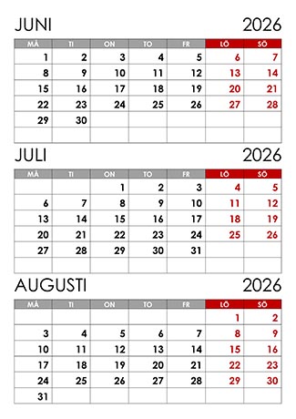 Kalender juni juli augusti 2026 – kalender12.su