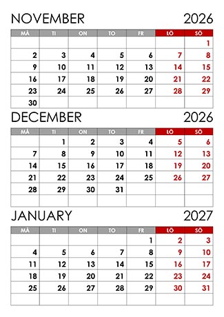 Kalender november december 2026 och januari 2027 kalender-november-december-2026-januari-2027