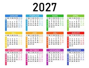 Kalender 2027 i vektor