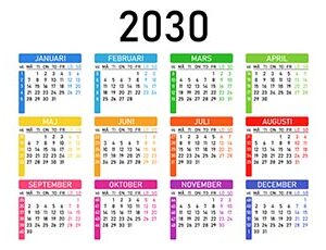 Kalender 2030 i vektor