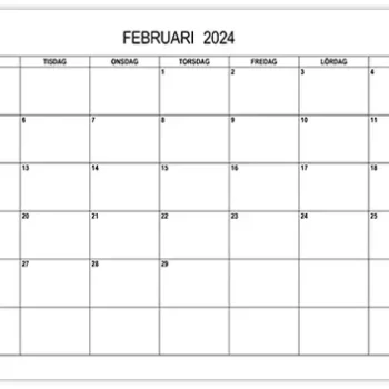 Kalender för februari 2024 för A4-utskrift Ladda-ner-en-tom-kalender-for-februari-A4