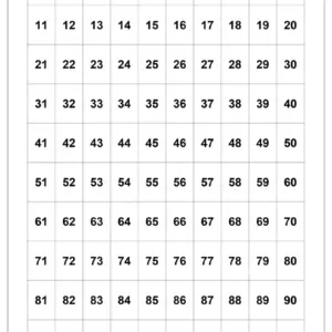 Siffror att skriva ut 1–100 Siffror att skriva ut 1–100